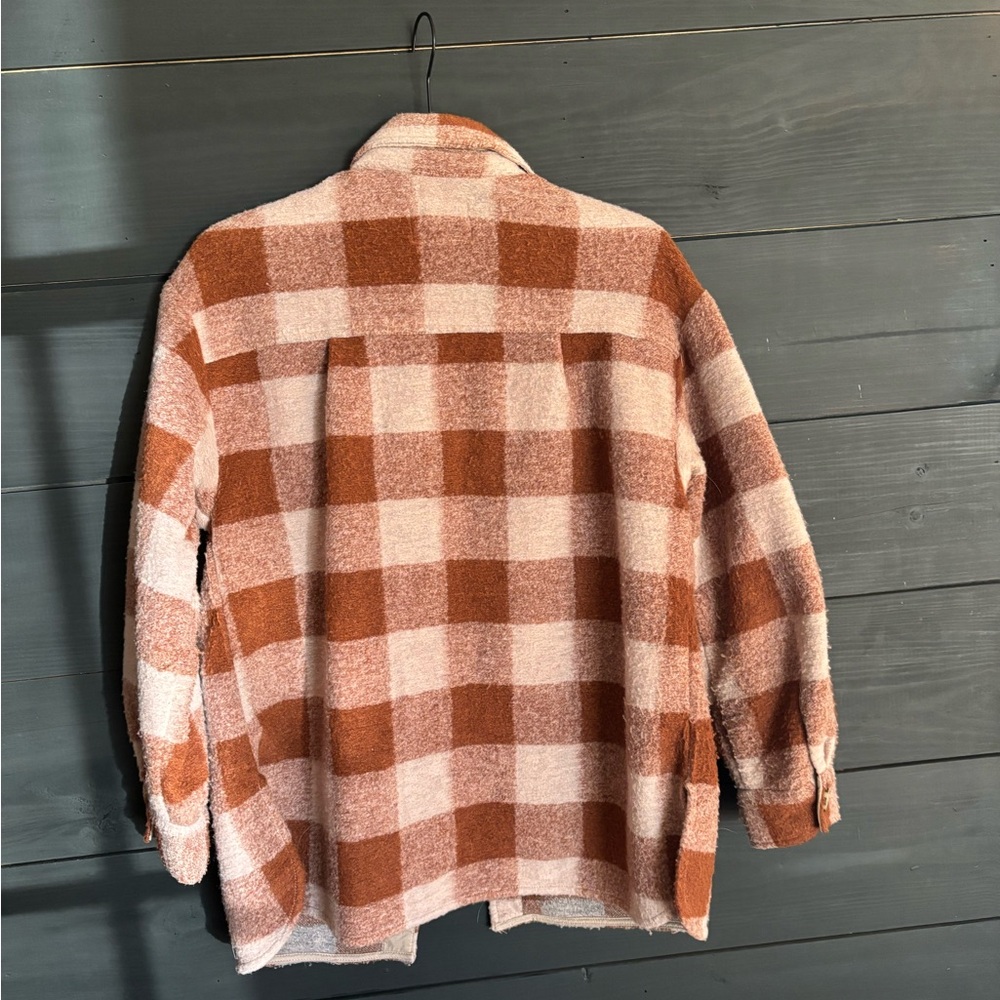 Zara Rust/Pink Checkered Jacket/Shacket - Picture 3 of 4